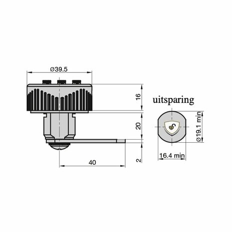 Technische afmetingen hendelslot