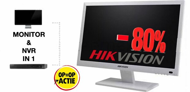 Hikvision DS-7600NI-E1/A, 8 kanaals NVR in een 22" LCD scherm